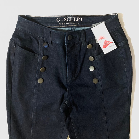 NWT G by Guiliana G Sculpt Dark Navy Skinny Ankle Jeans - Picture 3 of 9